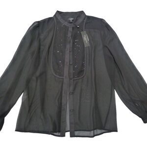 Talbots Charcoal Sheer Blouse